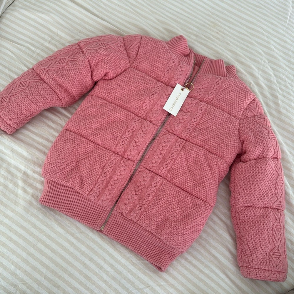 Loveshackfancy pink bomber jacket